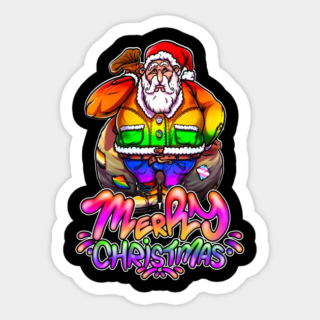 Merry Christmas Pride Santa Sticker by Graffitidesigner